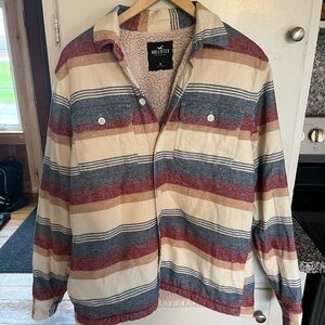 Hollister Men's Striped Jacket - Red, Blue, Cream